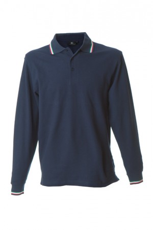 Polo Manica Lunga Blu  Modello Italia Neutra New Genova Blu Navy JRC Art. 989800