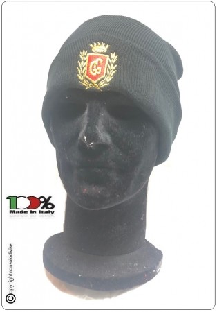 Berretto Zuccotto Papalina Watch Cap Invernale con Ricamo Solo Logo Rosso Guardie Giurate Colore Nero  CIVIS Art.GPG-LOGO-2