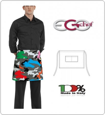 Grembiule Falda Banconiere Con Tascone Camouflage cm 40x70 Ego Chef Italia New  Art. 6100149A