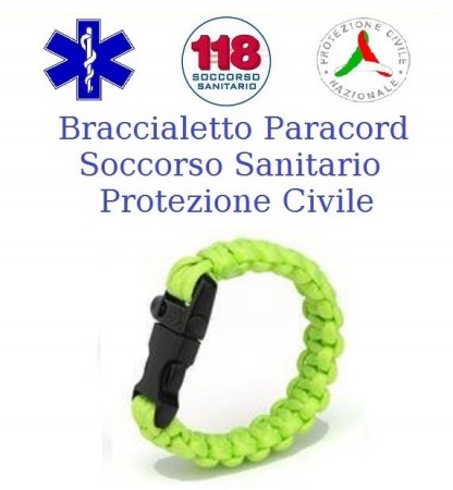 Bracciale Paracord Giallo Fluò Emergenza 118 Soccorso Protezione Civile Art. 16370112