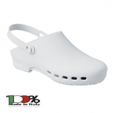 Zoccolo Ciabatta Autoclavabile Bianco Isacco Prodotto Italiano Infermieri Unisex Art. 112600