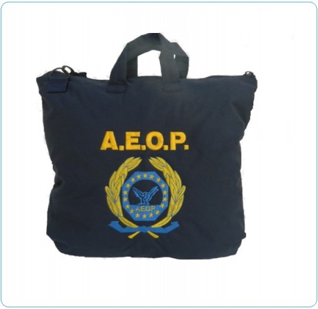 Borsa Sacca Zaino Portacasco Porta Casco Helmtasche Helmet Laptop Bag con Logo Ricamato AEOP A.E.O.P. Ass. Nazionale Operatori di Polizia Art.BAG-AEOP