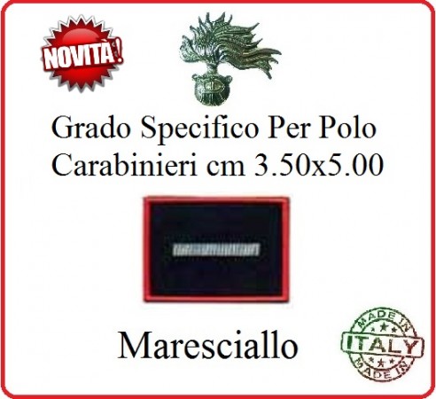 Gradi New Polo Ordine Pubblico più Piccoli cm 3.50x5.00  Carabinieri con Velcro MARESCIALLO Art.CC-P8