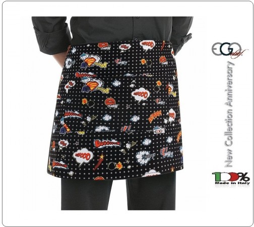 Grembiule Falda Banconiere Con Tascone POP ART cm 40x70 Ego Chef Italia Art. 6100143A