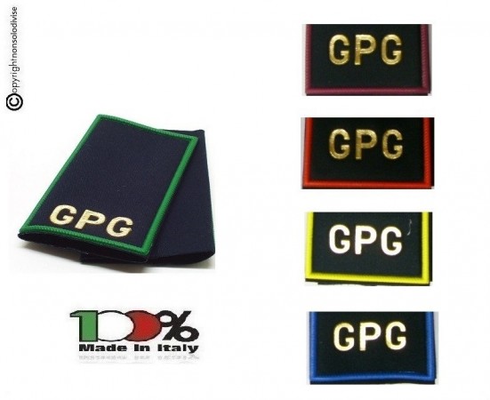 Gradi Tubolari ricamati  Guardie Giurate Polizia Privata Vigilanza GPG IPS Disponibili Bordo Giallo Azzurro Bordò Rosso Art. GPG-X