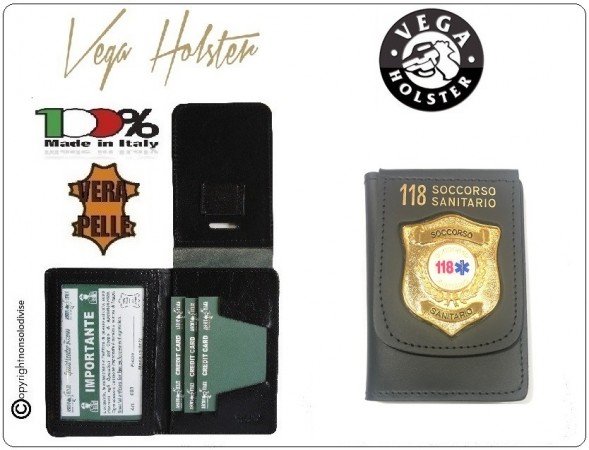 Portafoglio Portadocumenti con Placca Pubblica Assistenza 118 Soccorritore Vega Holster Italia Art. 1WD116