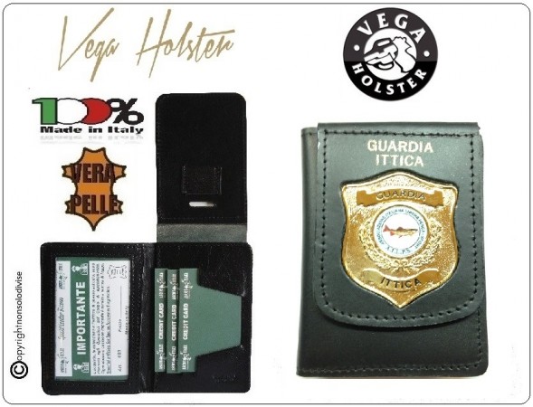 Portafoglio Portadocumenti con Placca Guardia Ittica Ass. Italiana Libera Pesca Sportiva AILPS  Vega Holster Italia Novità Art. 1WD147