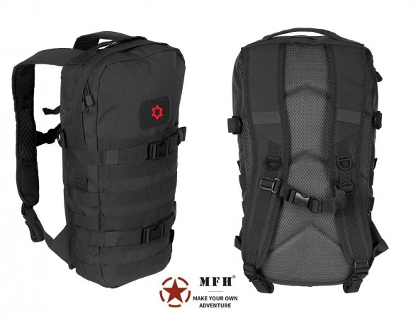 Zaino Militare Uso Poligono e Tempo Libero Nero Daypack con Patch Personalizzata Guardie Giurate Polizia Carabinieri ecc. Art. 30320A