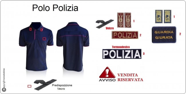 Polo Polizia di Stato Manica Corta Neutra LIBERA VENDITA con Loghi Stradale Volante Squadra Mobile Modello Nuovo VENDITA RISERVATA  Art. 9232
