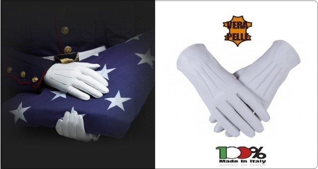 Guanti Guanto 100% Pelle Bianca Senza Fodera Cerimonia Polizia di Stato Carabinieri Esercito Polizia Locale Cerimonia ecc. Art.BIC-GB-SENZA-FODERA