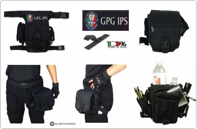 Hip Bag Marsupio Cosciale Con Ricamo GUARDIA PARTICOLARE GIURATA IPS GPGIPS Trasporto Arma o Attrezzatura  Art. 30701A-GPGIPS