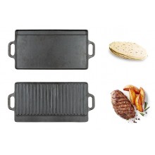Piastra Professionale Ghisa 2 Manici circa 50 x 23 x 1,5 cm Per Cuocere Fantastiche Grigliate o pel la Piadina Art. 33625A
