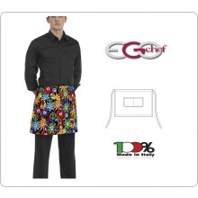 Grembiule Falda Banconiere Con Tascone Peace And Love cm 40x70 Ego Chef Italia New  Art. 6100147A