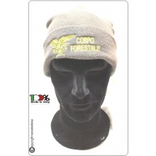 Berretto Zuccotto Papalina Cap Invernale Grigio con Ricamo Corpo Forestale dello Stato Art.TUS-36