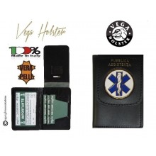 Portafoglio Portadocumenti Vera Pelle con Placca Pubblica Assistenza Croce Esculappio Medico Soccorritore Vega Holster Art. 1WD51