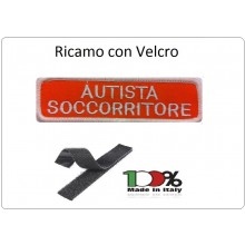 Patch Ricamata Autista Soccorritore con Velcro Fondo Arancio  Art.NSD-AS-AR