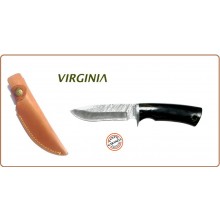 Coltello Damasco VIRGINIA Lama Fissa 12.00 cm Fodero CUOIO Caccia Collezione Art.VI3451